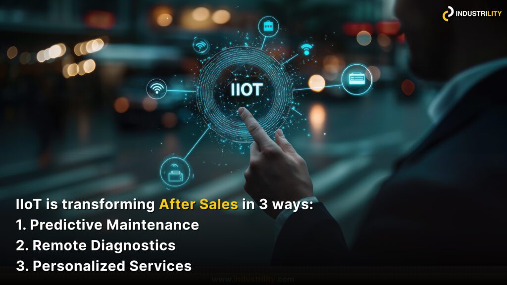 IIoT is transforming after sales services in 3 ways: 1. Predictive Maintenance 2. Remote Diagnostics 3. Personalized Services